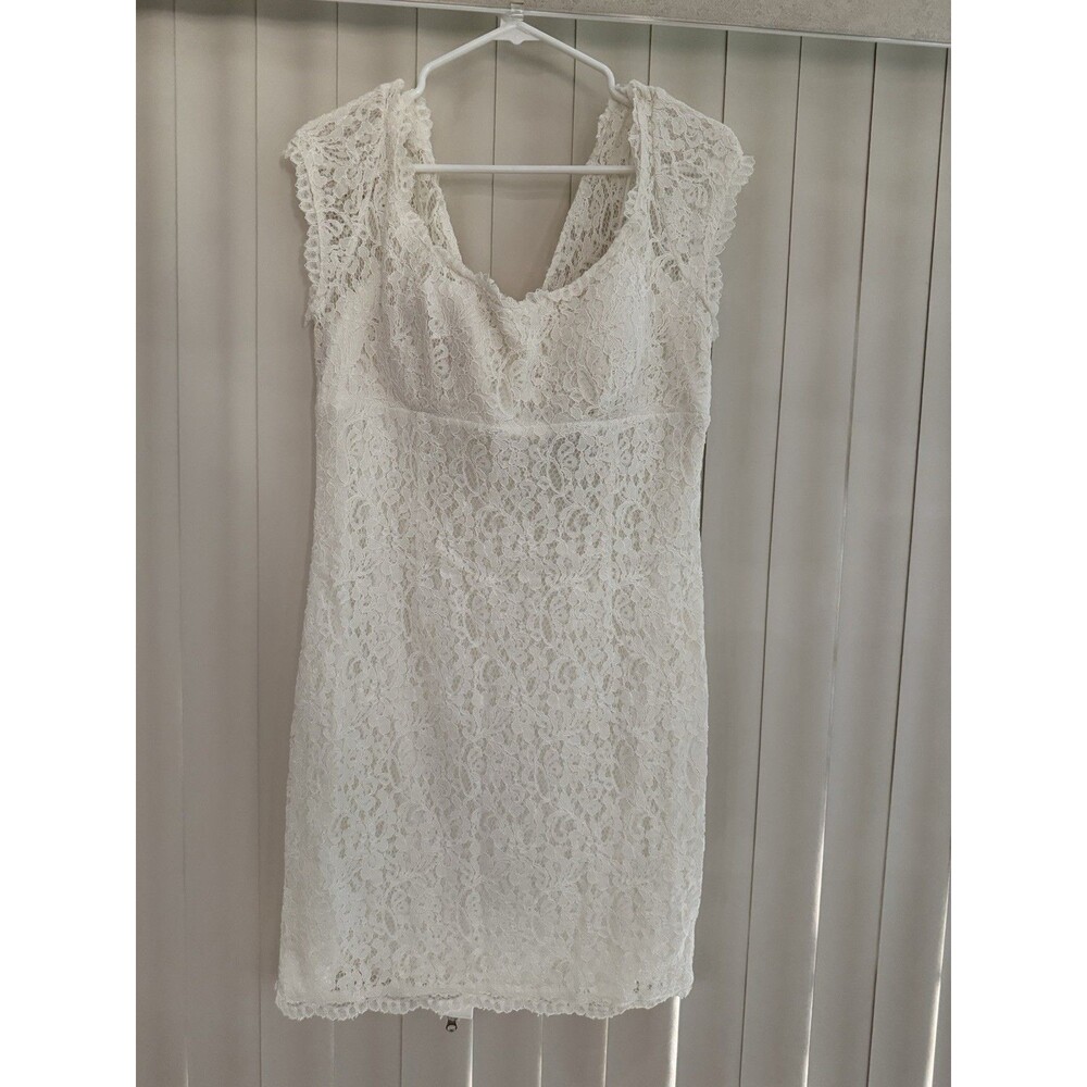 Bd Studio Cream Lace Dress With Full Back Zipper Sz 14